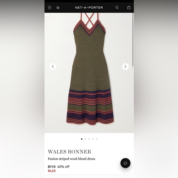 NWT Wales Bonner Fusion striped wool-blend knit green dress - Picture 2 of 9